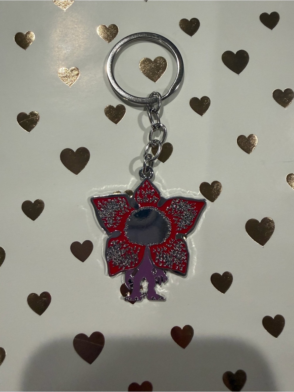 Stranger Things Demogorgon Enamel Metal Keychain Key Ring Horror (NEW)